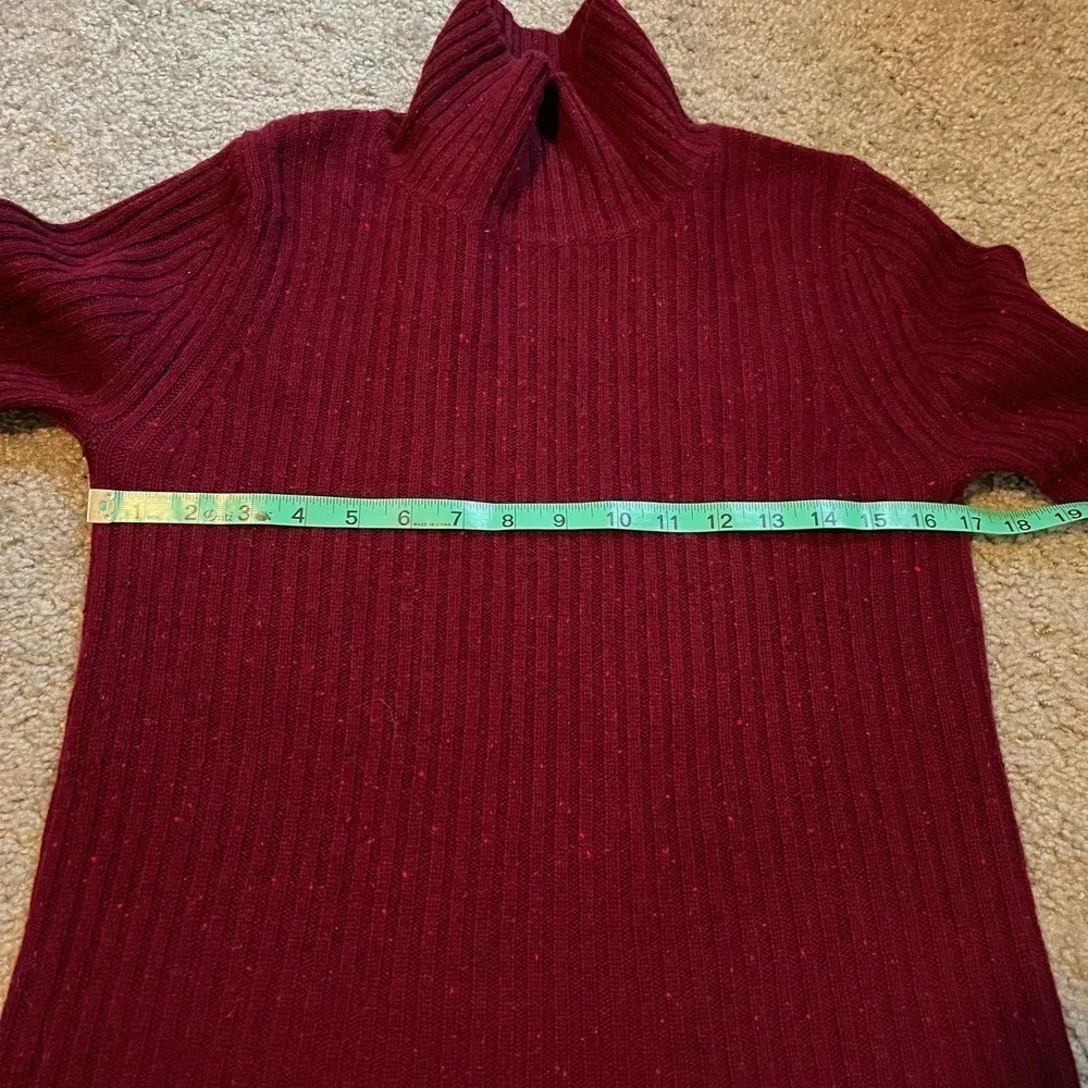 Something navy heathered‎ burgundy mock / turtleneck wool cashmere sweater small
